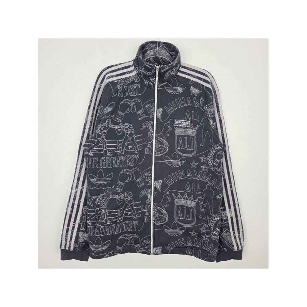 Adidas x Muhammad Ali SAMPLE Embroidered Fleece Jacket Boxing Black Size M